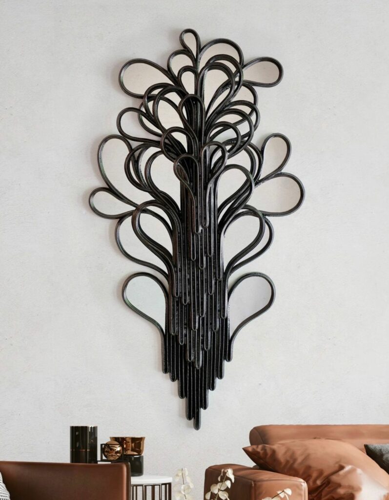 Miroir STIRIA, 2025, Grès émaillé, noir, 65 x 20 cm © Étienne Dubernet