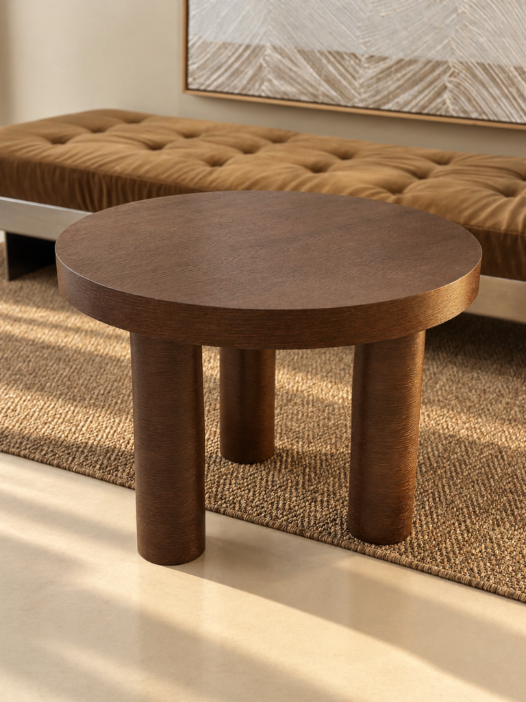 Aurélien Jeauneau, GUERIDON CHÊNE, 2026, chêne, MDF et plaquage de chêne teinté, 60 CM DIAM X 44,5 CM, © Aurélien Jeauneau